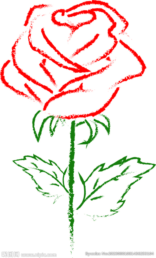 拥抱情人节手绘玫瑰花ai矢量 