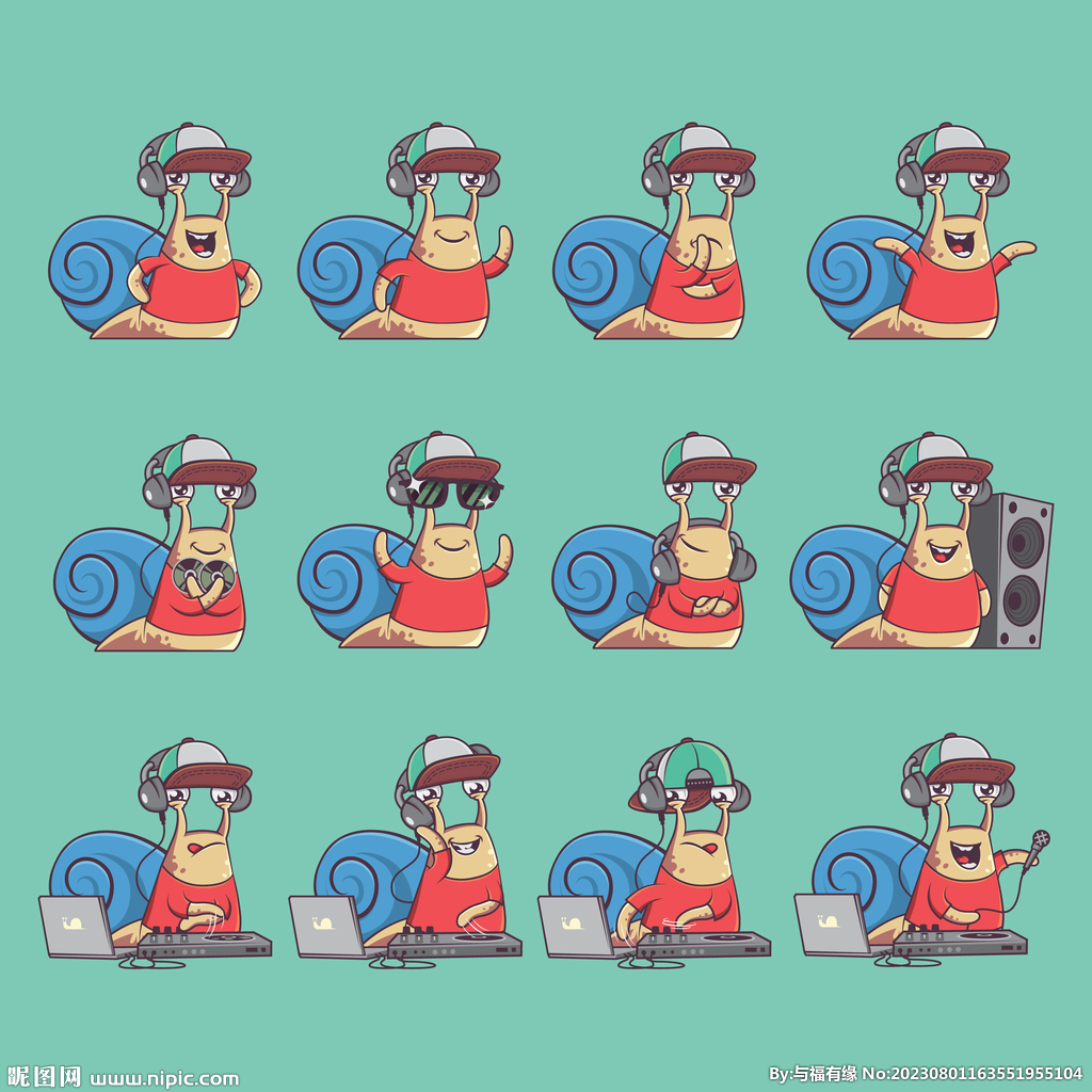 卡通小蜗牛矢量元素