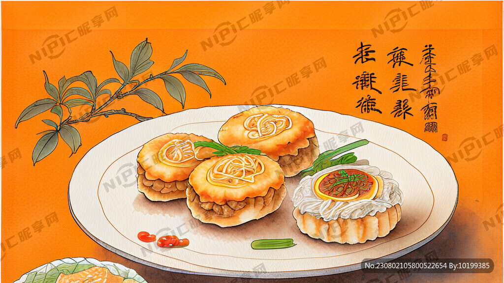 橙色背景 天津美食 天津特色