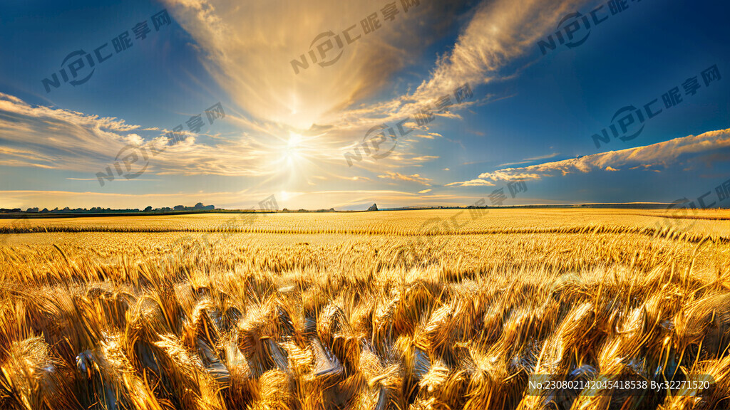 超大广角 金色麦田 秋天