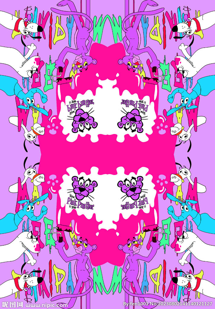 卡通动物抽象组合