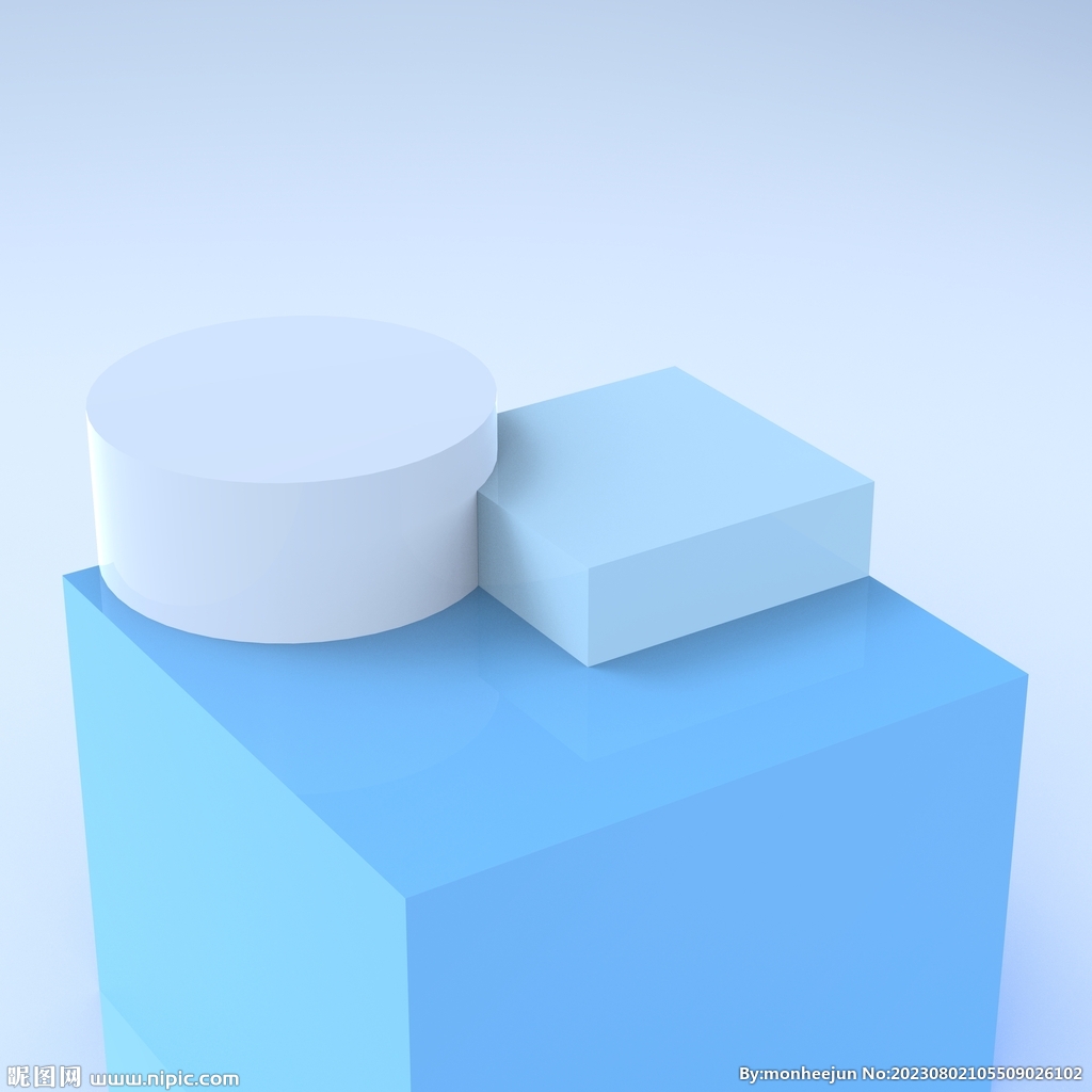 蓝色展台背景三维场景3D渲染