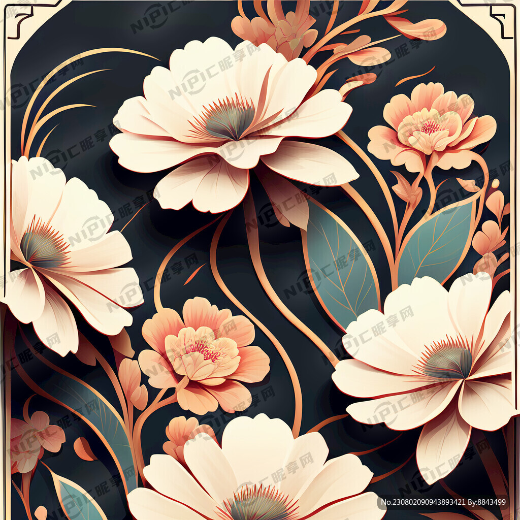 大牌中国风的花卉图案