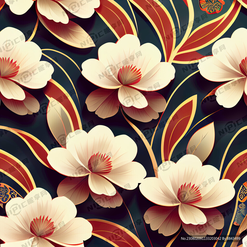 大牌中国风的花卉图案