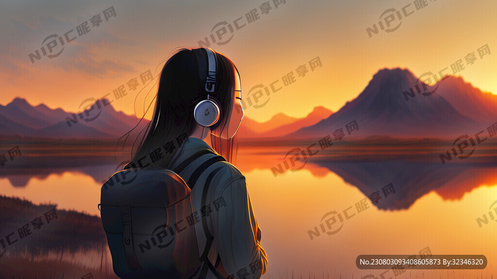 壮丽风光 日落 逆光 行走