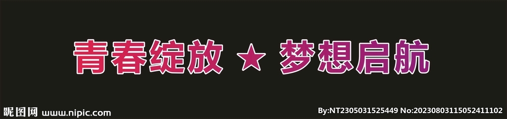 青春绽放梦想启航字