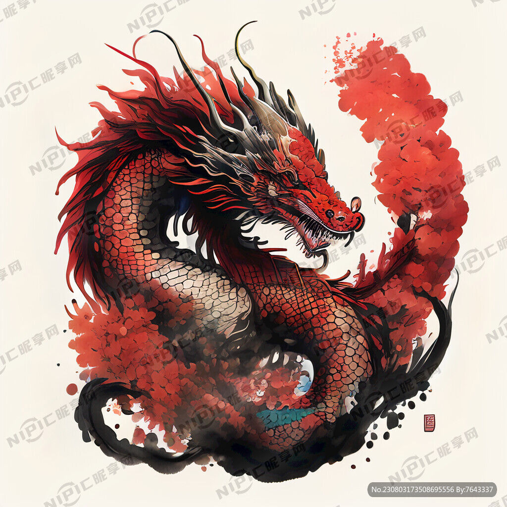 中国龙 喜庆红色 可爱 拟人化