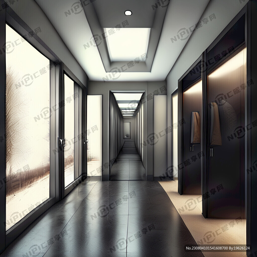 现代走廊效果图