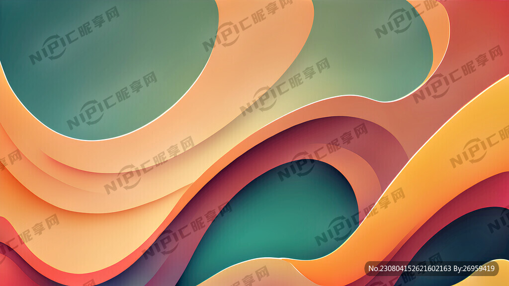 抽象色彩渐变柔和色的波浪背景