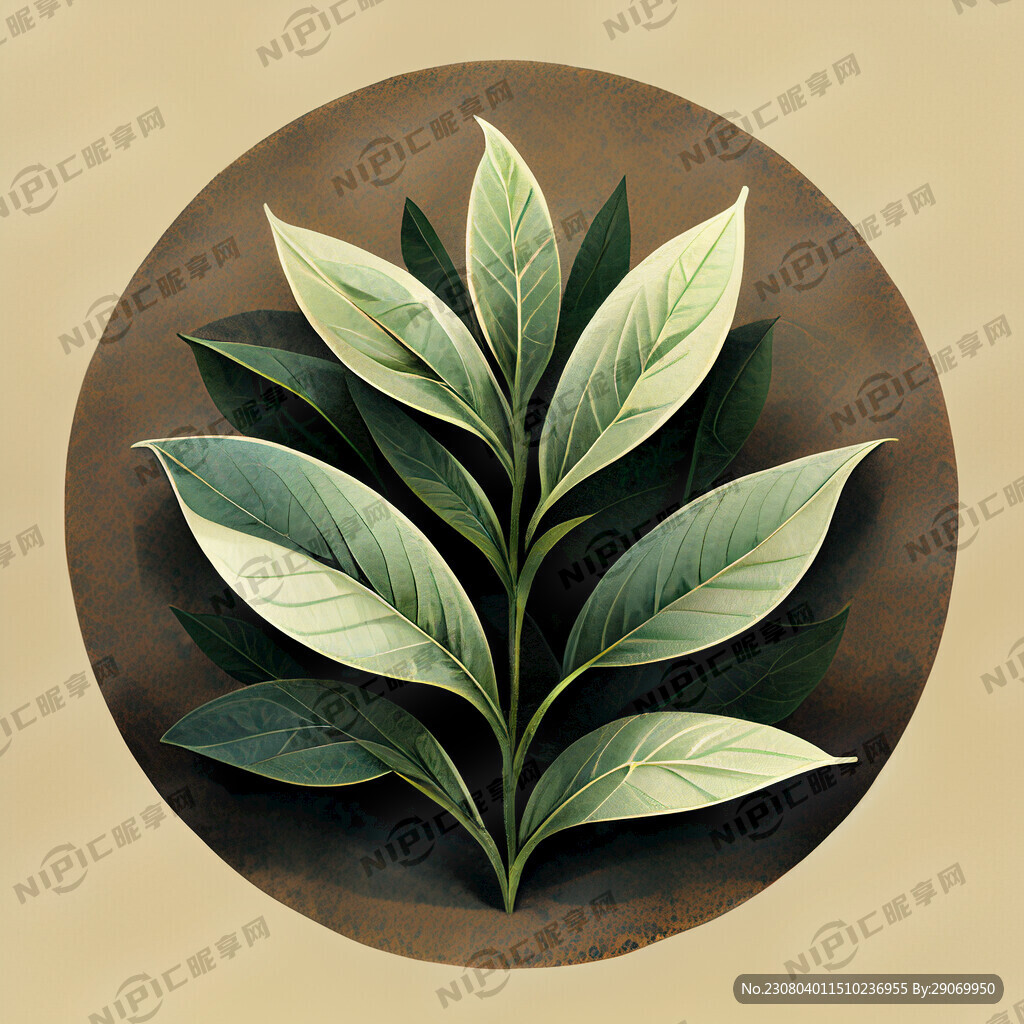 藏式风格的茶叶插画