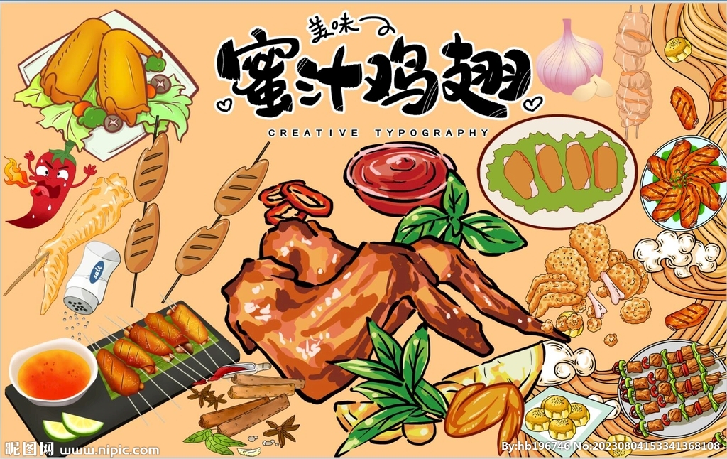 蜜汁鸡翅背景墙图片