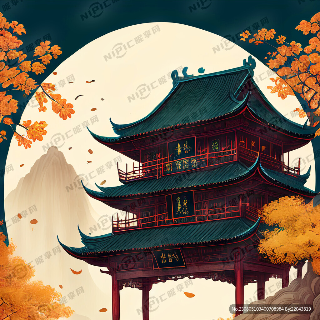 土家姑娘 吊脚楼 玉兔 中秋