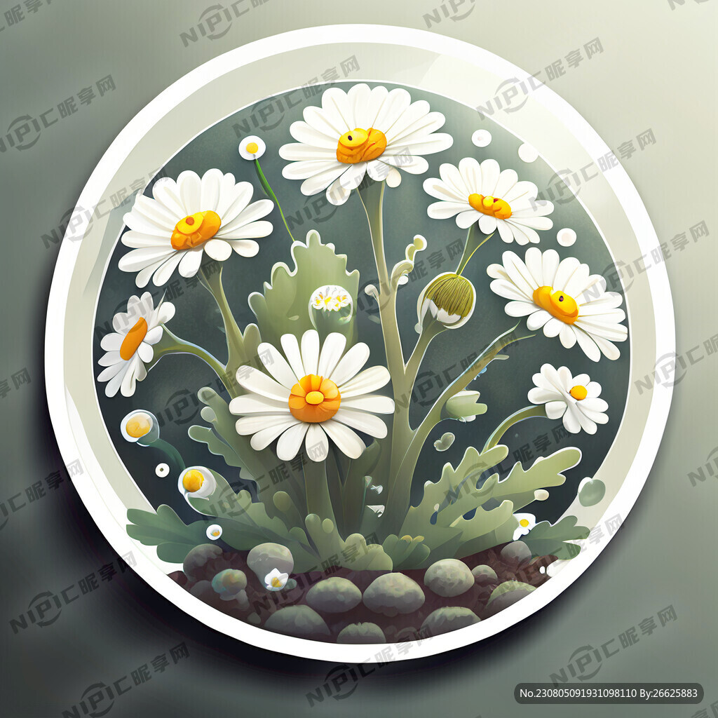 小清新小雏菊玻璃贴植物