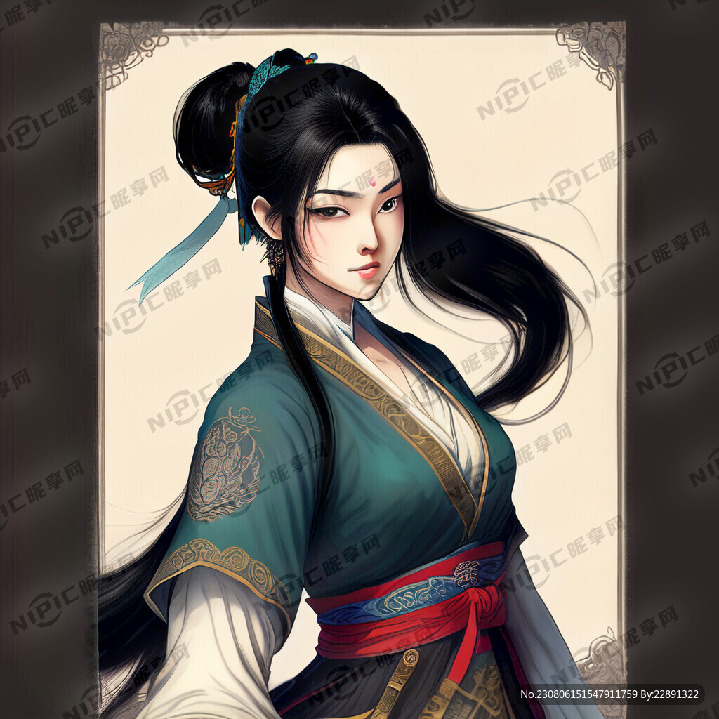 美少女 古风 挥剑 黑发 中分