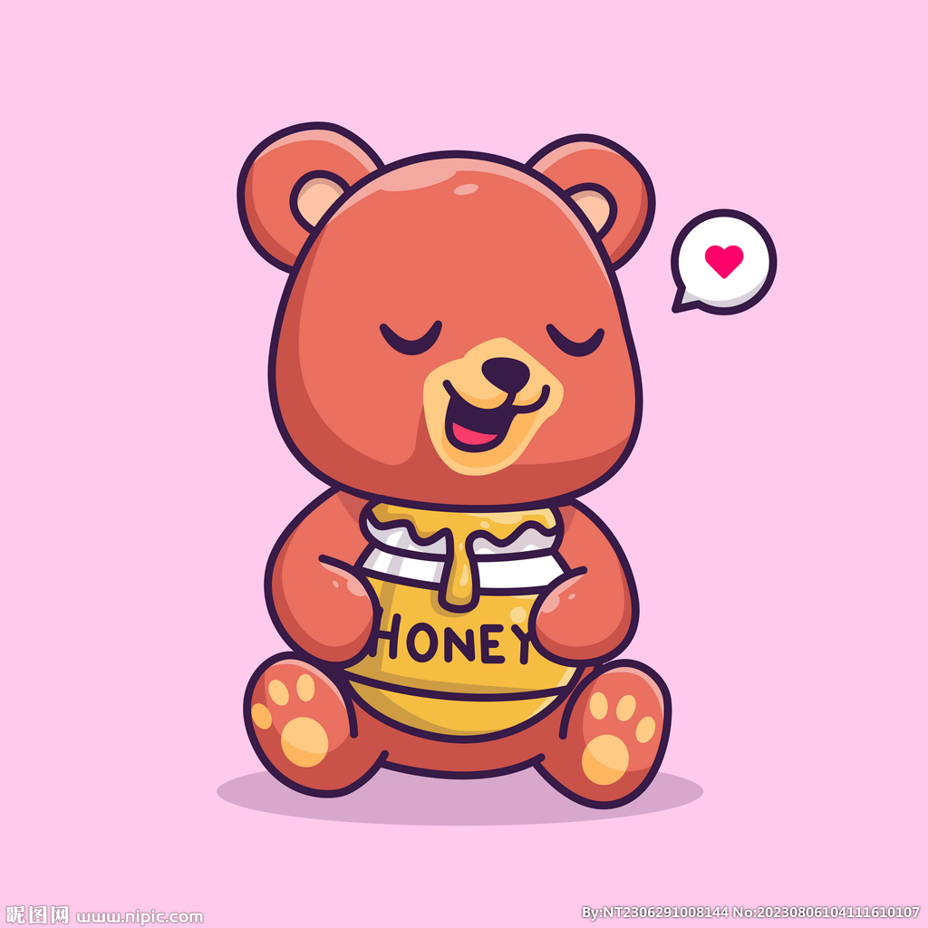 卡通偷吃蜂蜜的小熊