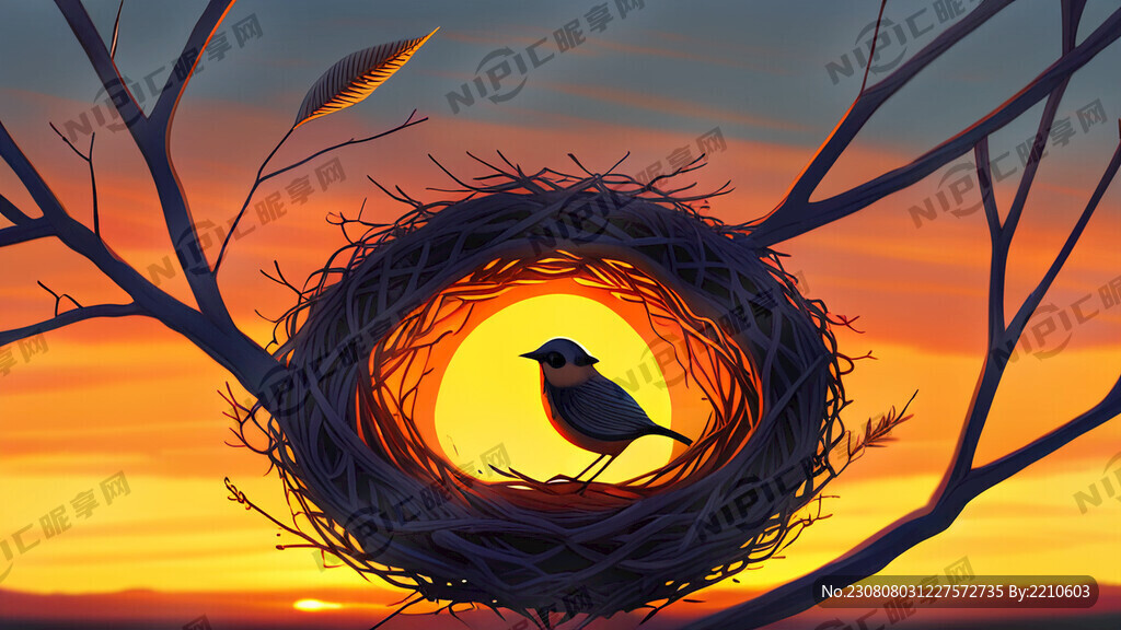 太阳鸟在树枝上 编织鸟巢