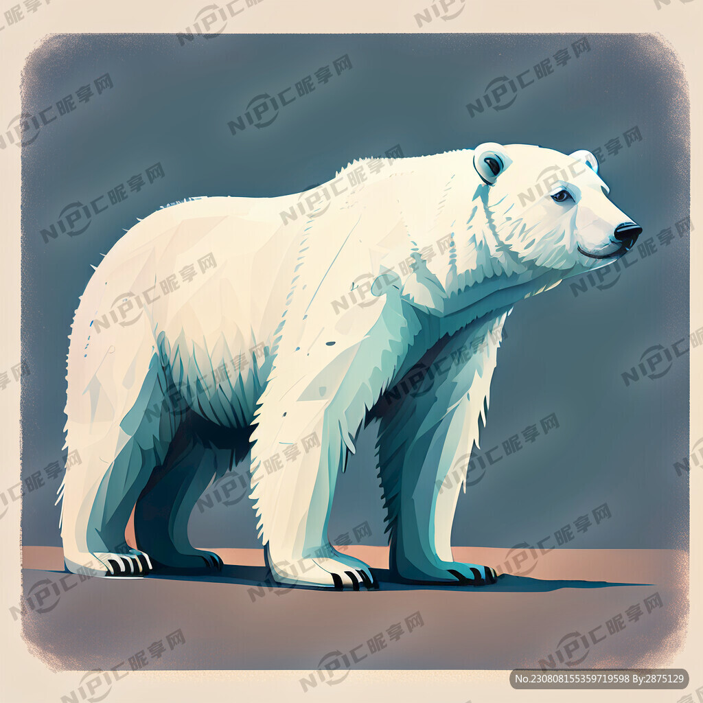 北极熊 扁平 手绘