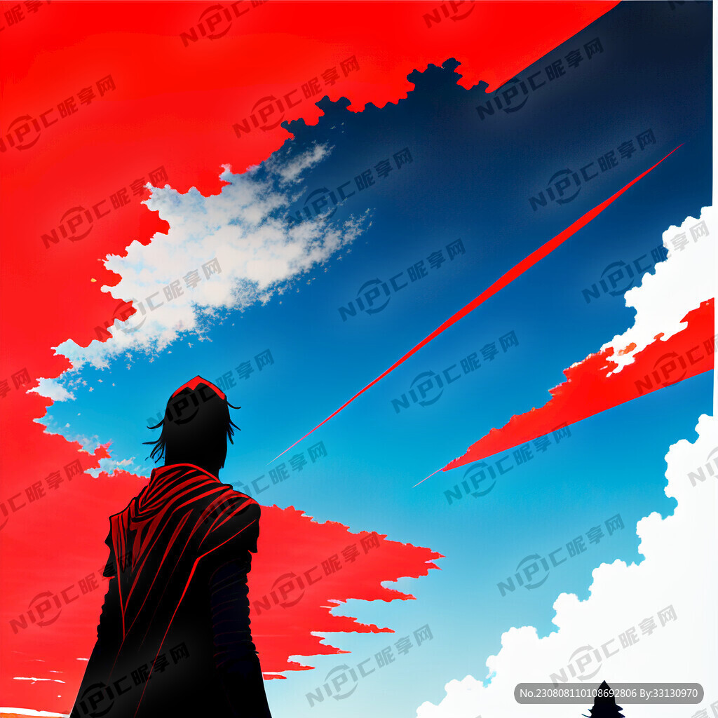 左半部分是饱满的天空蓝色