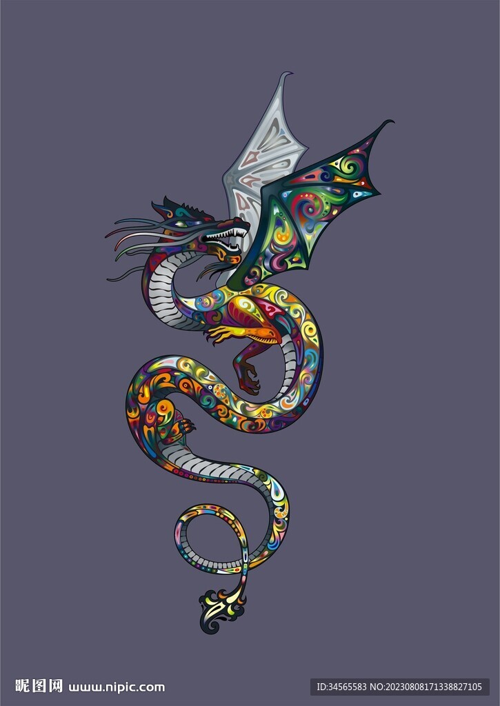 飞龙在天炫彩珠光中国风国潮