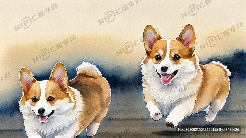 八只柯基犬 奔跑