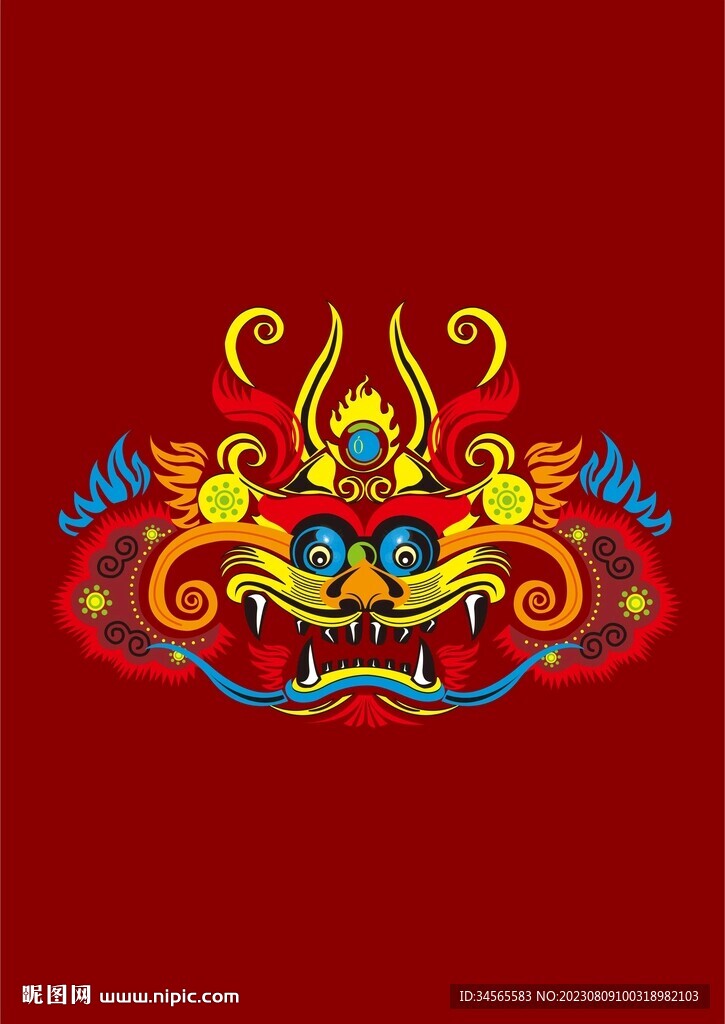 国风醒狮国潮狮子头