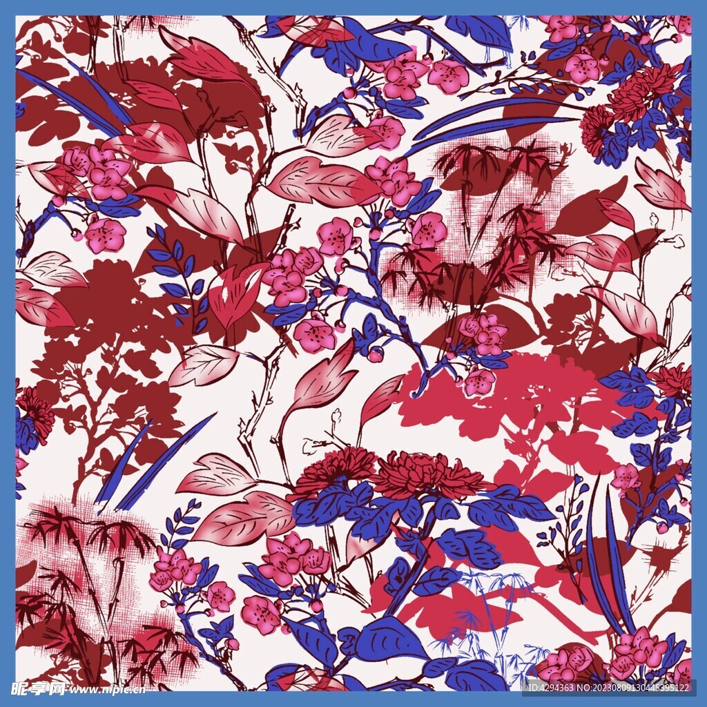 大牌方巾花型图