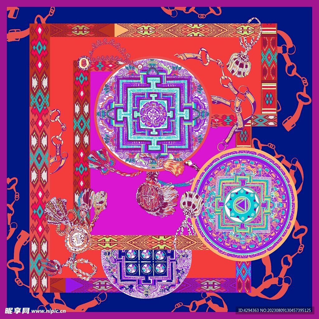 大牌方巾花型图