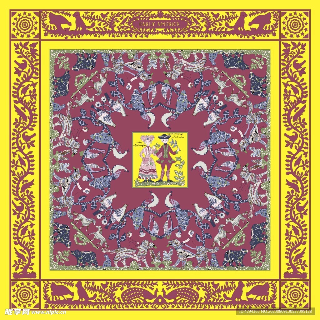 大牌方巾花型图