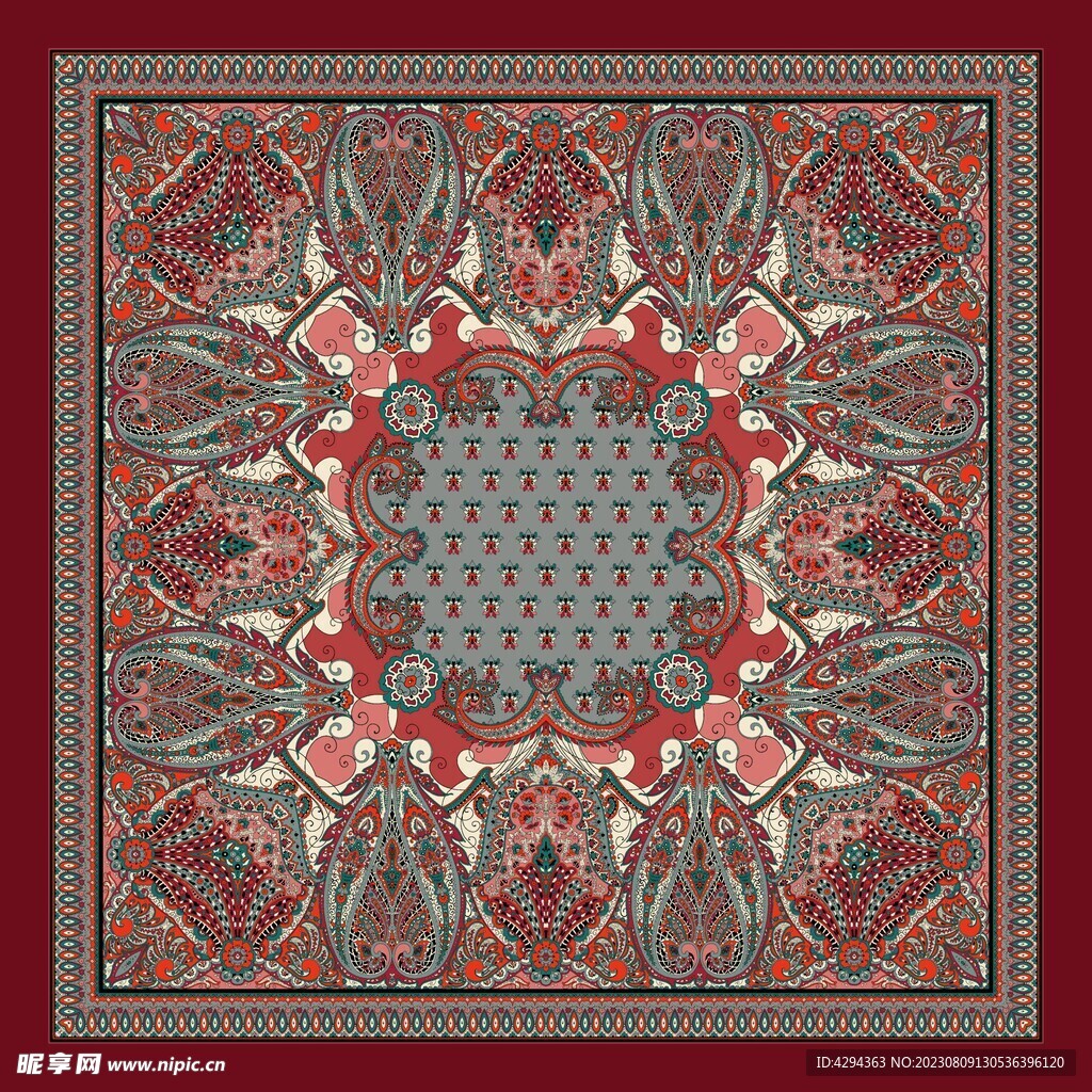 大牌方巾花型图