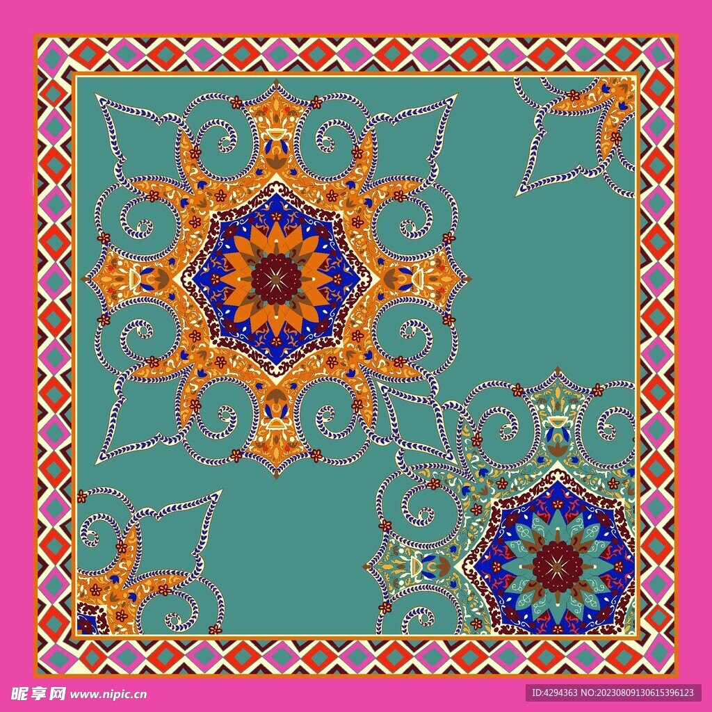 大牌方巾花型图