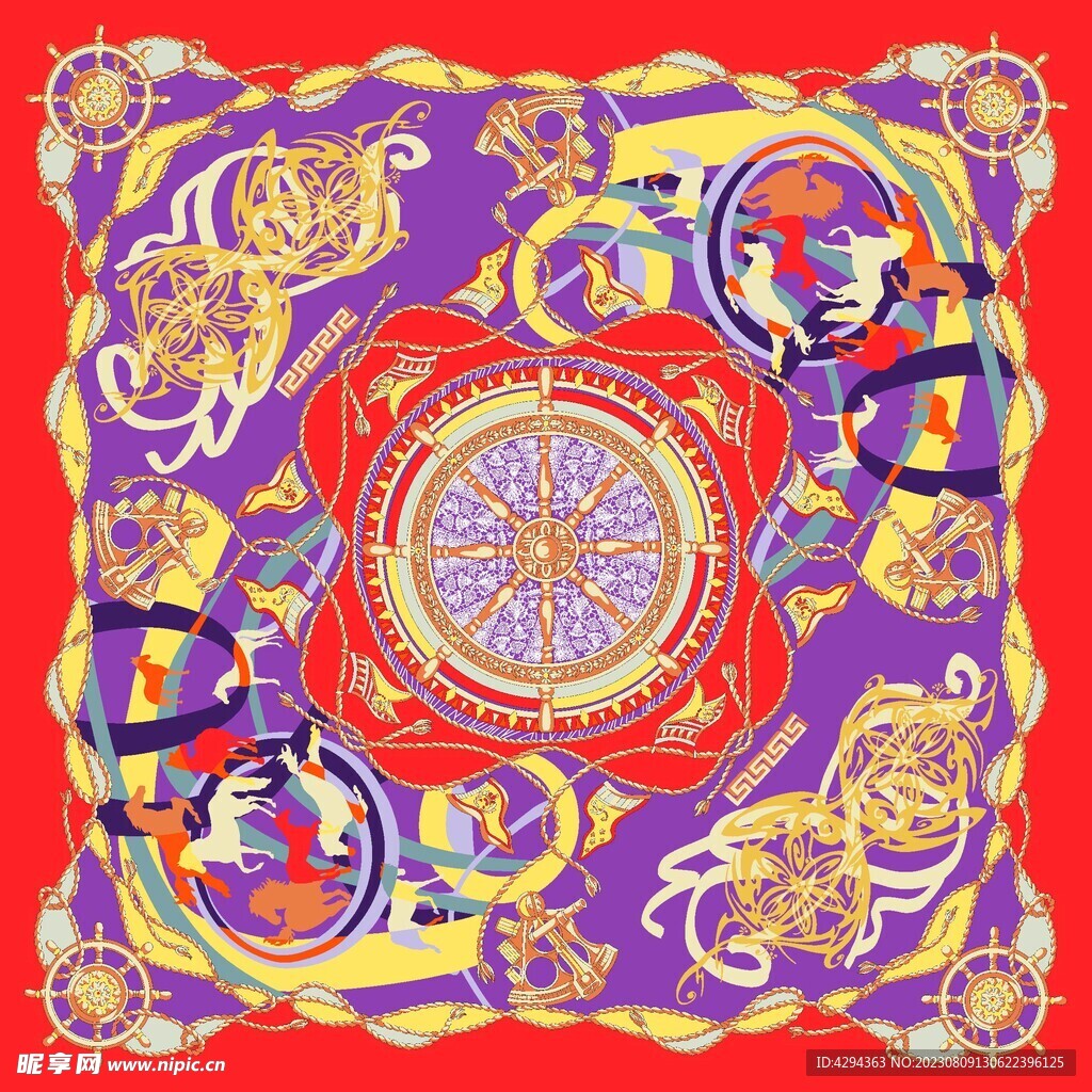 大牌方巾花型图