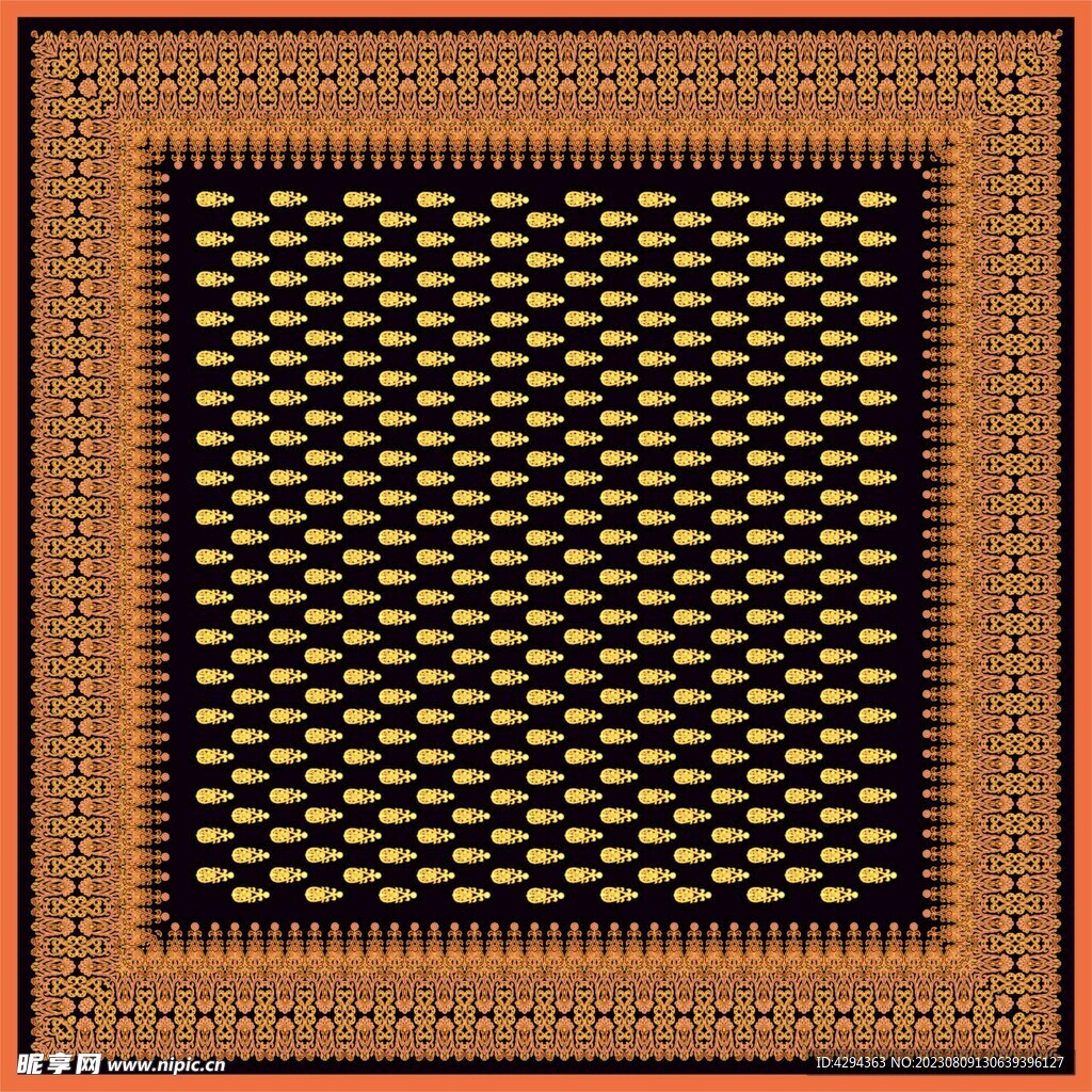 大牌方巾花型图