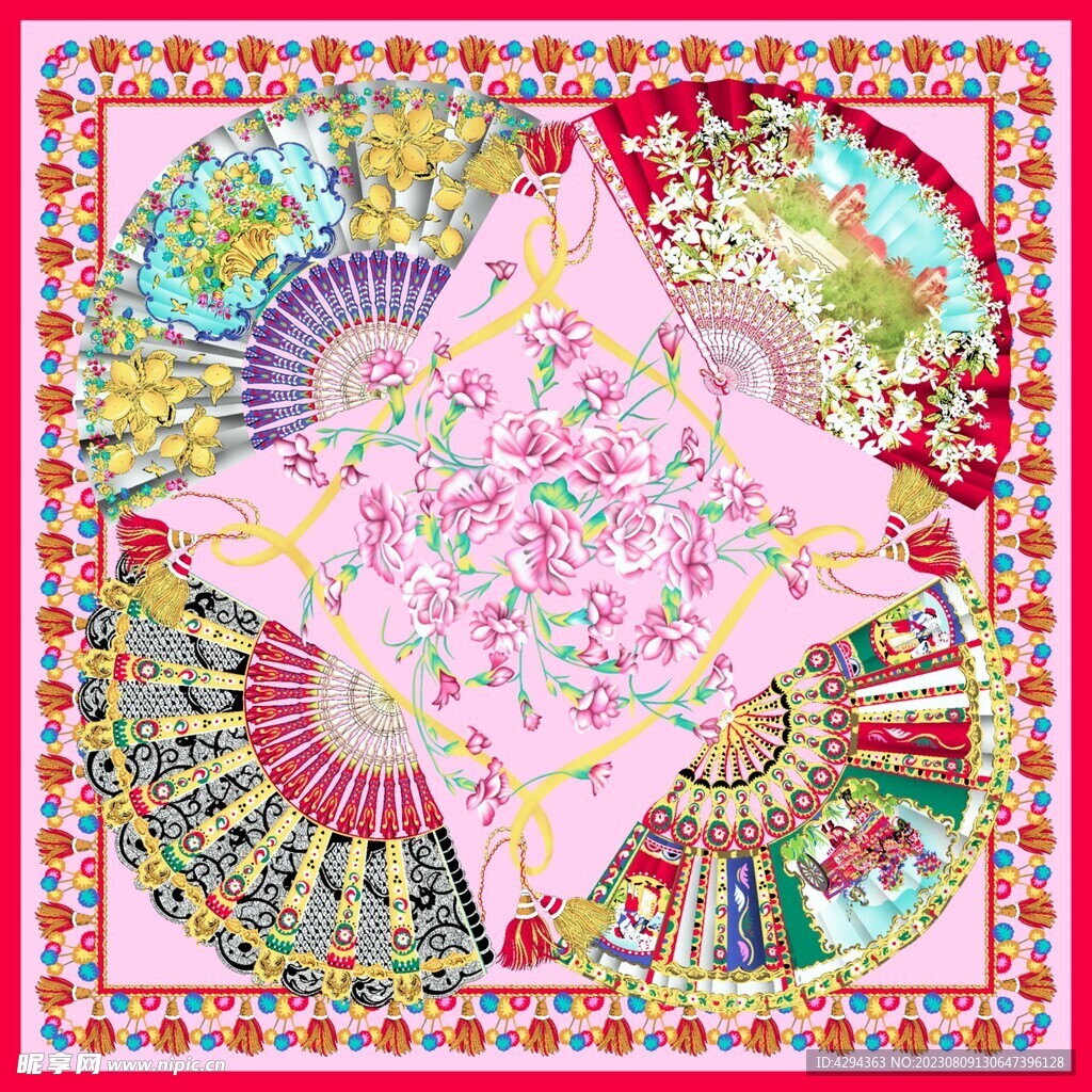 大牌方巾花型图