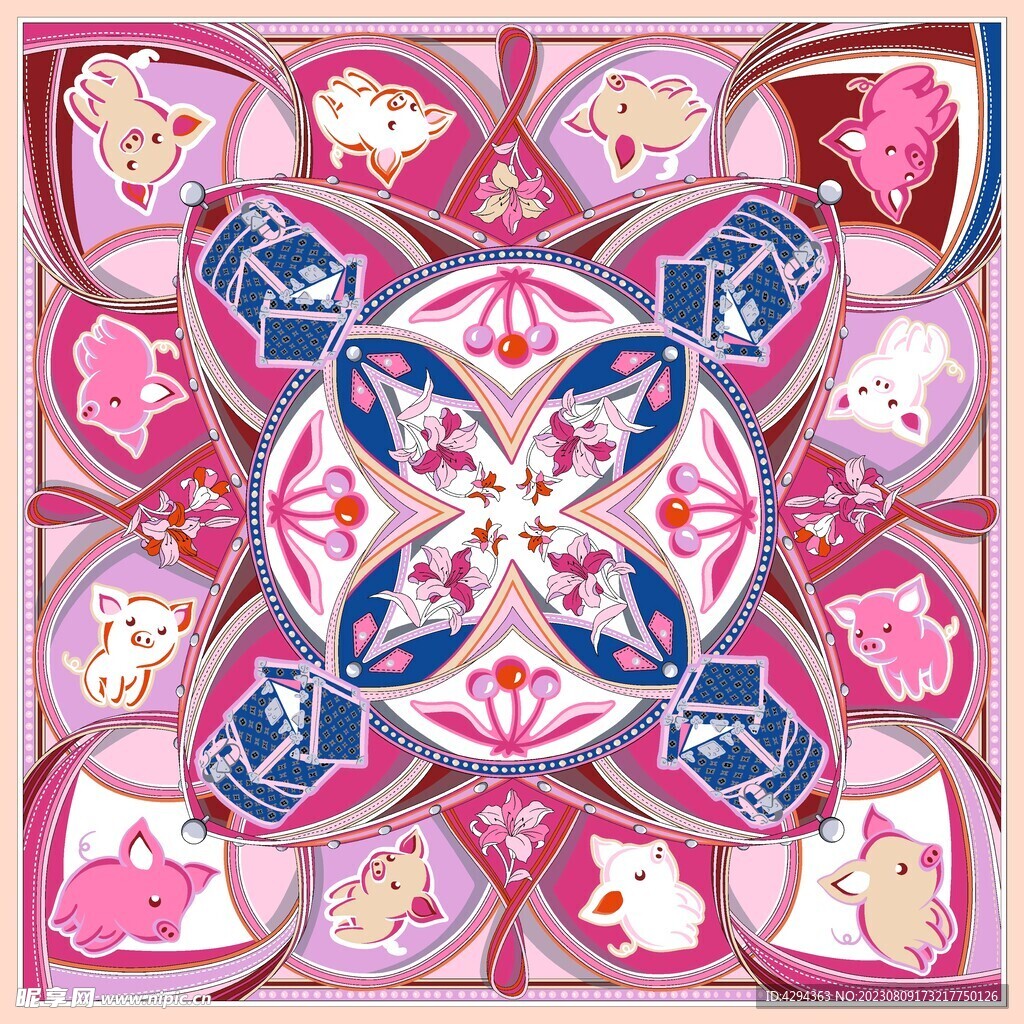 大牌方巾花型图