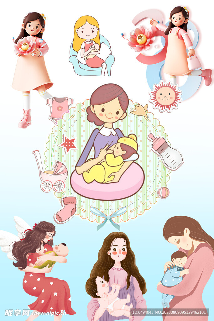 无私母爱养育婴儿温馨妈妈元素合