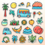 夏天主题手帐贴纸