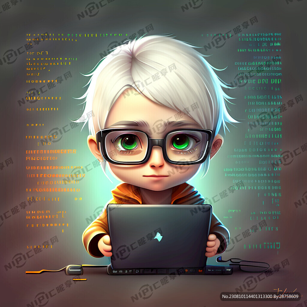 可爱 卡通 程序员 敲代码