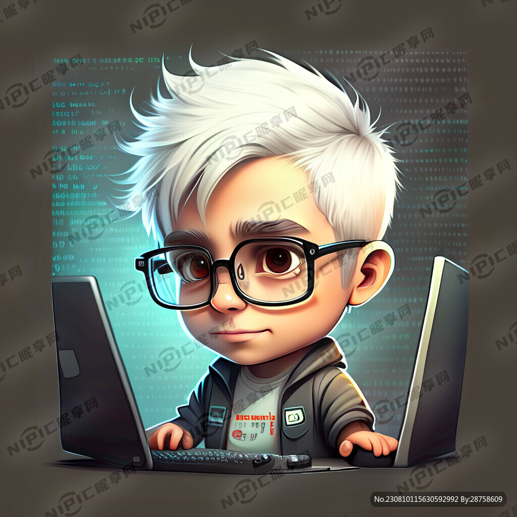 可爱 卡通 程序员 敲代码