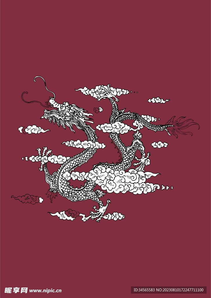 中国龙腾云驾雾国潮