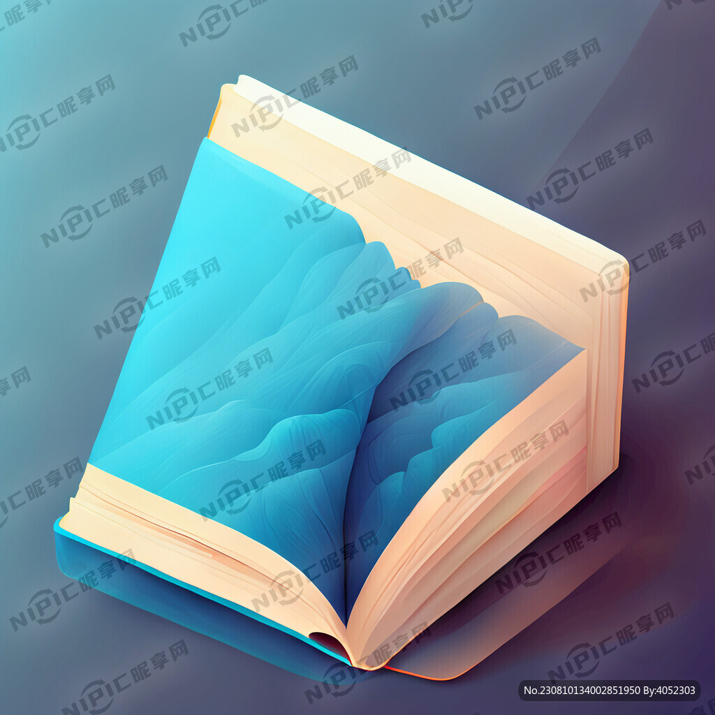 一本翻开的蓝色渐变书