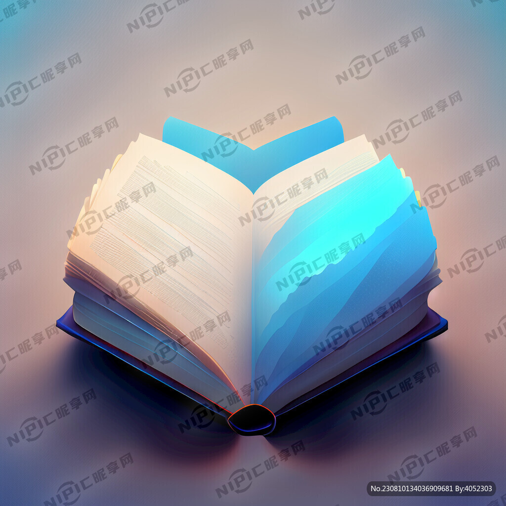 一本翻开的蓝色渐变书