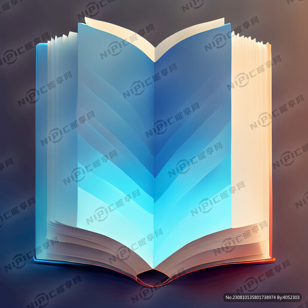 一本翻开的蓝色渐变书
