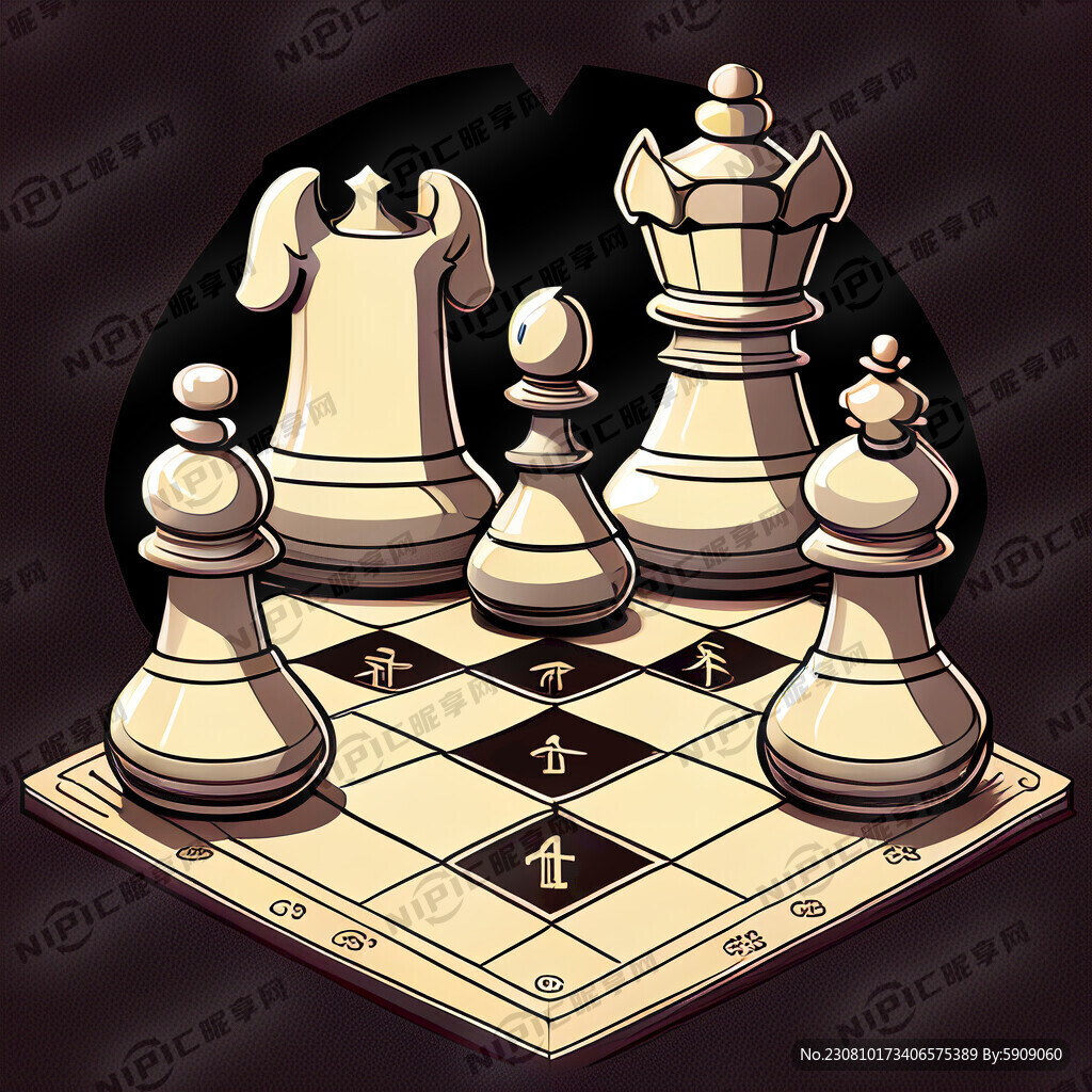 象棋 中国风 线条 卡通。