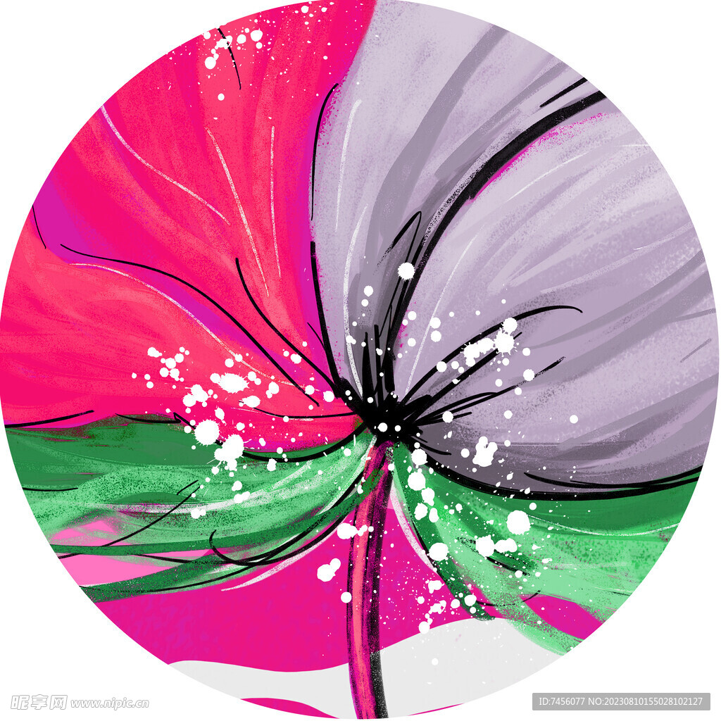 唯美花卉花朵圆形挂画装饰画