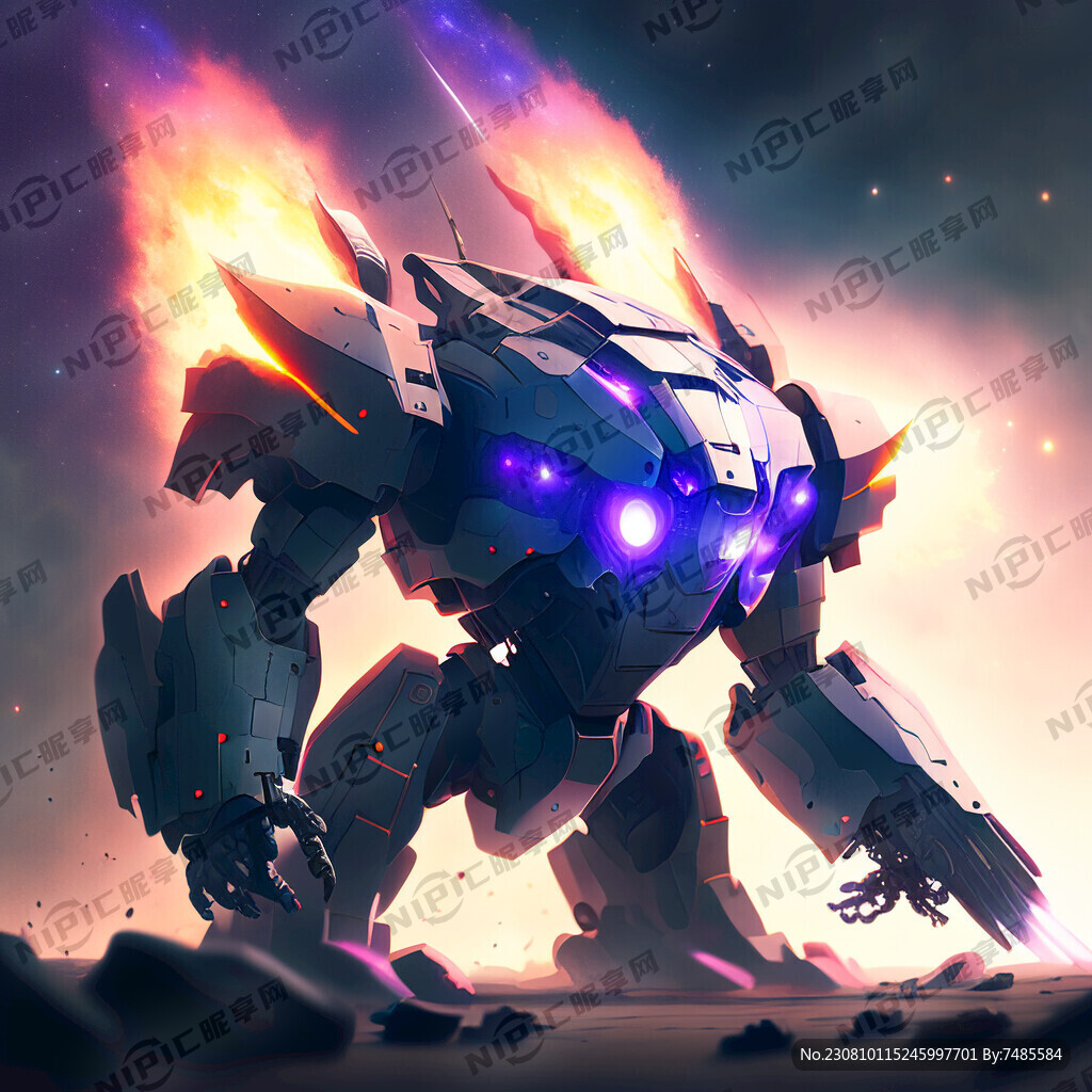 在宇宙中战斗的机甲