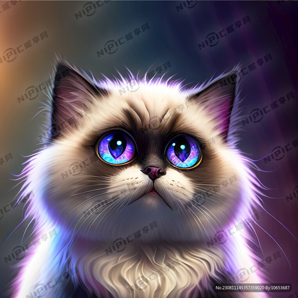 布偶猫 端坐 异瞳 水晶长毛