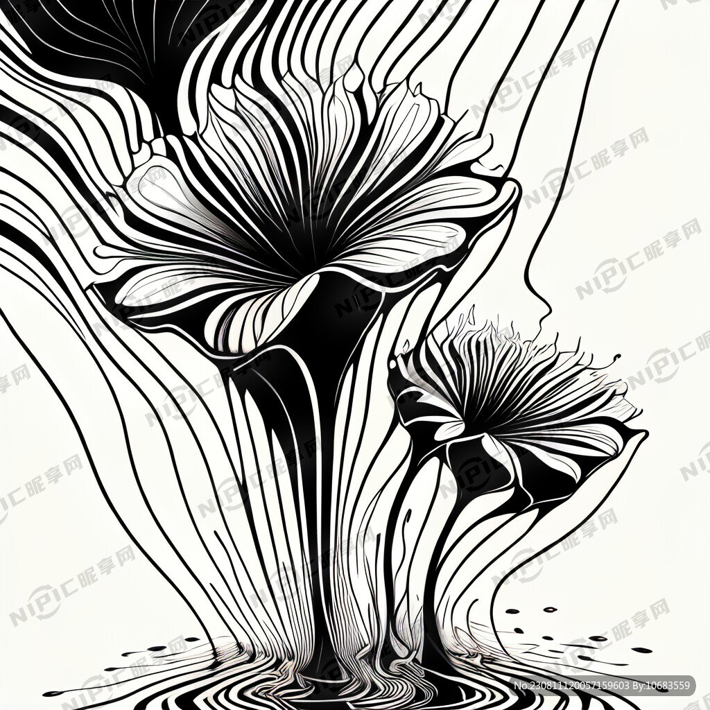 流水的线条黑白的花纹