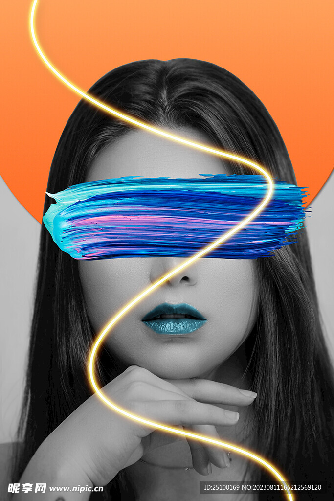 轻奢美女玄关装饰画