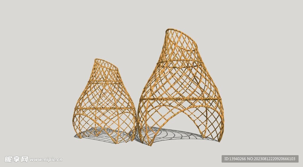 鱼篓形状景观小品