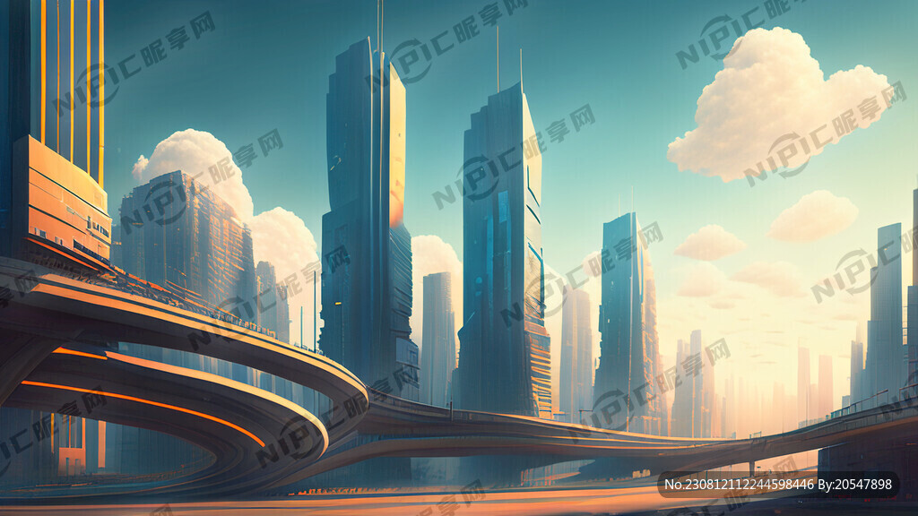 未来科技化城市 路口 天空